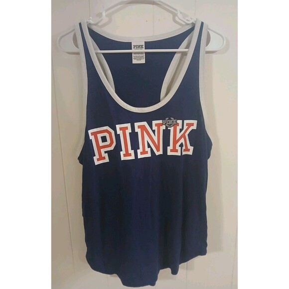 Victoria's Secret Tops - Pink Victoria’s Secret Racerback Tank Top Athletic Navy Blue Orange Size Large